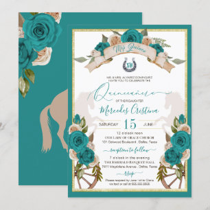 Invitation Western Charro Turquoise Roses Turquoises Quincean
