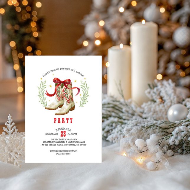 Invitation Western Christmas Cowboy Boots (Créateur téléchargé)