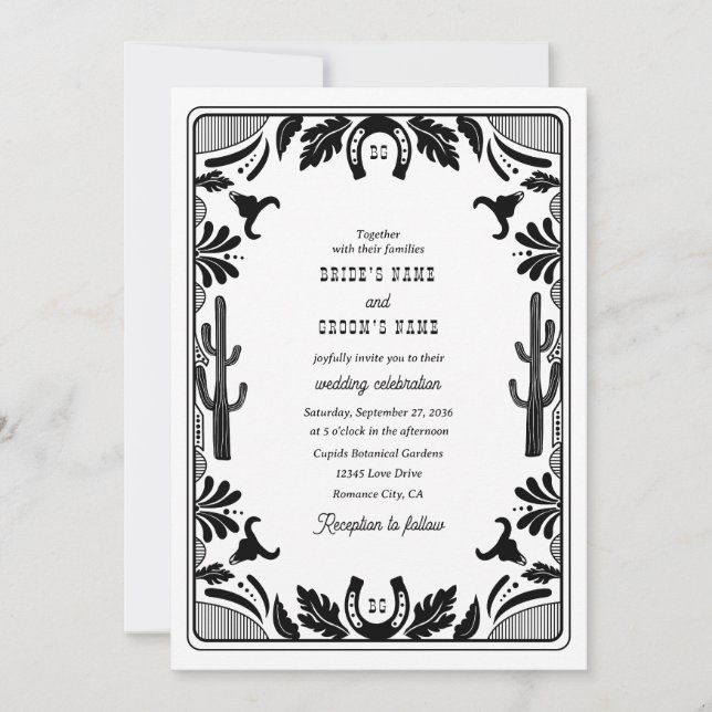 Invitation Western Country Cowboy Rustique Mariage (Devant)