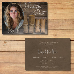 Invitation Western Cowboy Boots Rustic Photo Graduation Party