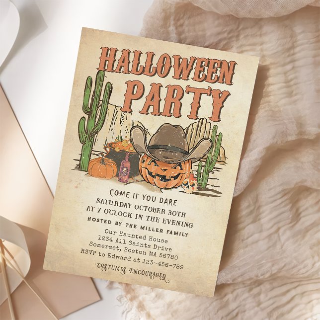 Invitation Western Cowboy Citrouille Halloween Party (Créateur téléchargé)