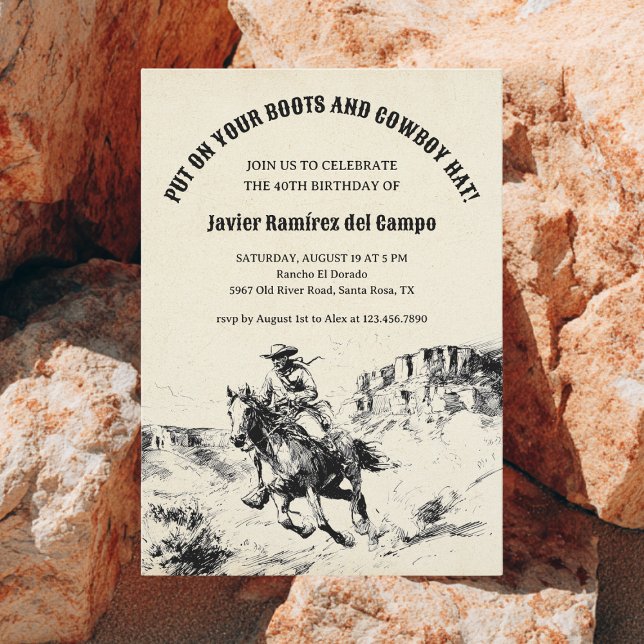 Invitation Western Cowboy Vaquero Wild West Horse Anniversair (Créateur téléchargé)
