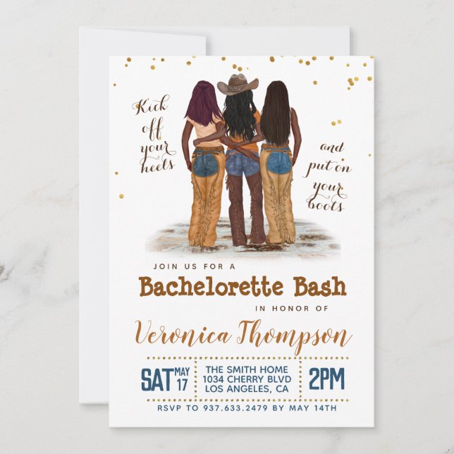 Invitation Western Cowgirl Bachelorette Fête de l'mariée (Devant)
