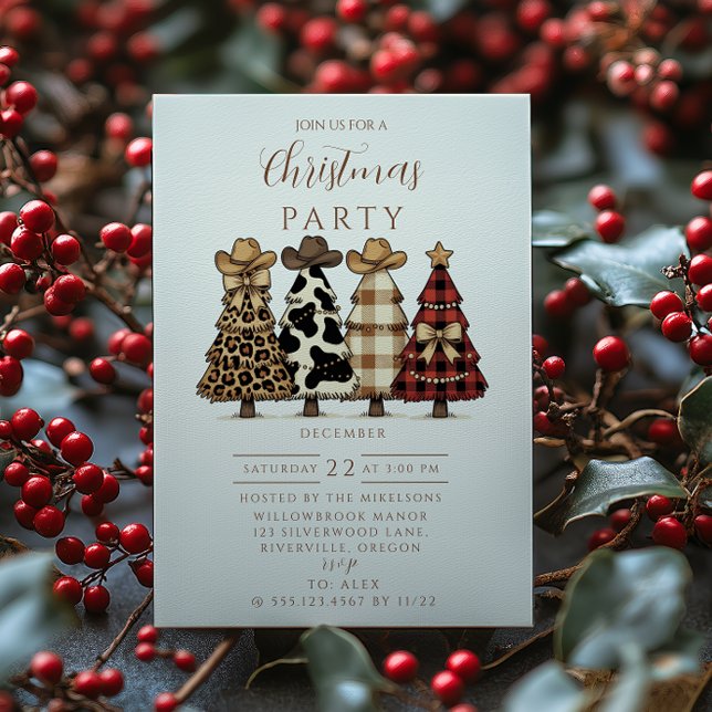 Invitation Western Cowgirl Plaid Leopard Christmas (Créateur téléchargé)