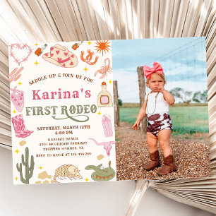 Invitation Western Cowgirl Premier Rodéo 1er Anniversaire Pho
