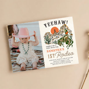 Invitation Western Cowgirl Premier Rodéo 1er Anniversaire Pho