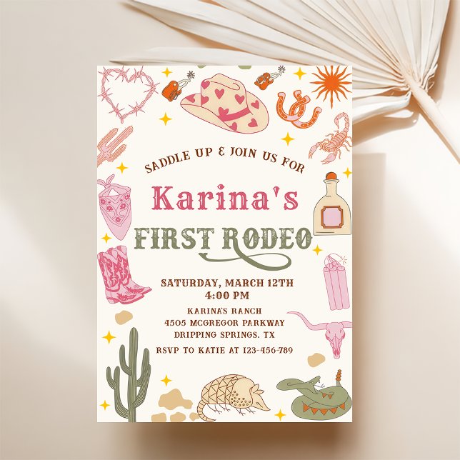 Invitation Western Cowgirl Premier Rodéo 1ère fête d'annivers (Créateur téléchargé)
