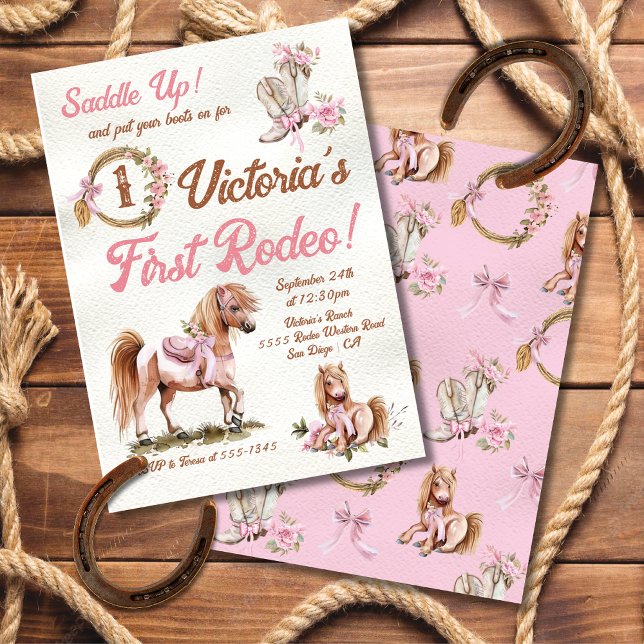 Invitation Western Cowgirl Rodeo Pony Bow Pony Anniversaire (Créateur téléchargé)