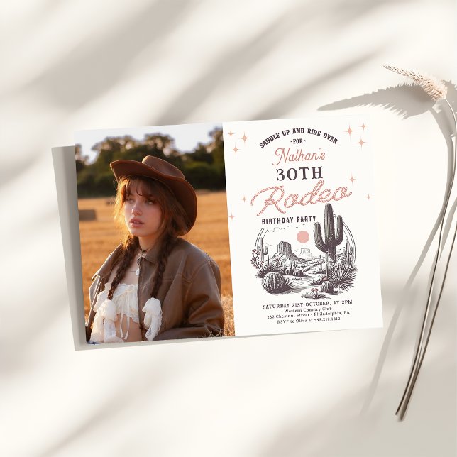 Invitation Western Desert Rodeo 30th Birthday Photo (Créateur téléchargé)