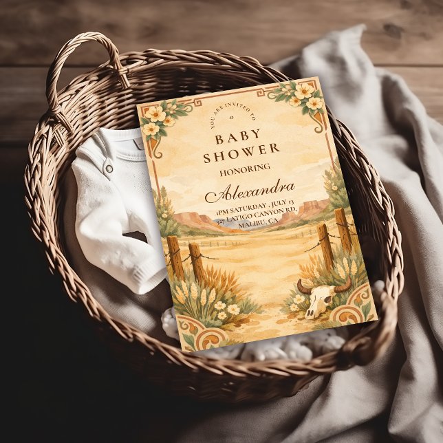 Invitation Western Desert Wildflower Baby Shower (Créateur téléchargé)