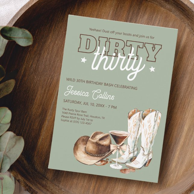 Invitation Western Dirty Thirty Cowgirl 30th Birthday Party (Western Dirty Thirty Cowgirl 30th Birthday Party Invitation)