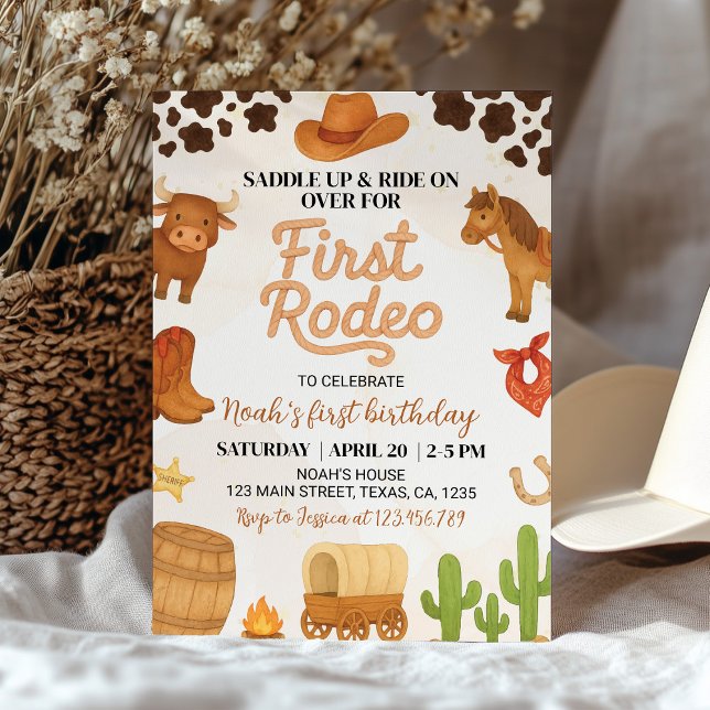 Invitation Western First Rodeo Wild West Cowboy Anniversaire (Créateur téléchargé)
