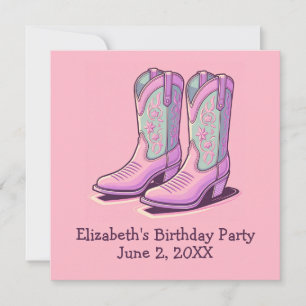 Invitation Western Girl Fête d'anniversaire Bottes de fille r