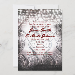 Invitation Western Heart sculpté Vintage White Wood Invitatio