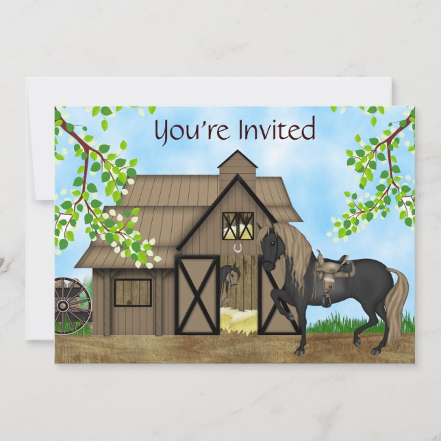 Invitation Western Horseback équitation filles Horse Annivers (Devant)