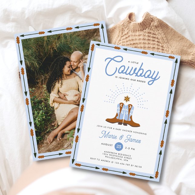 Invitation Western Little Cowboy Rodeo Photo Boy Baby shower (Créateur téléchargé)