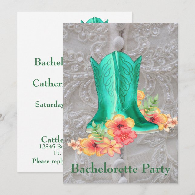 Invitation Western Mariage Bachelorette Party Custom (Devant / Derrière)