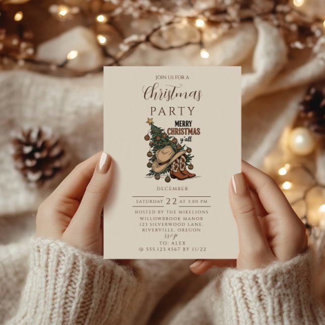 Invitation Western Merry Christmas Y’all (Créateur téléchargé)