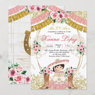 Invitation Western Mexican Pink Boot Charra Mis Quince