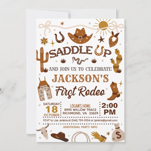 Invitation Western Mon premier anniversaire de rodéo (Devant)