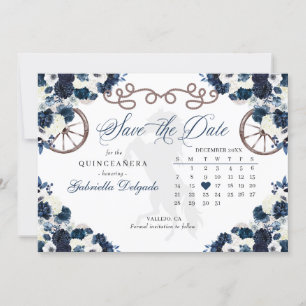Invitation Western Navy Blue Charro Quinceañera Enregistrer L