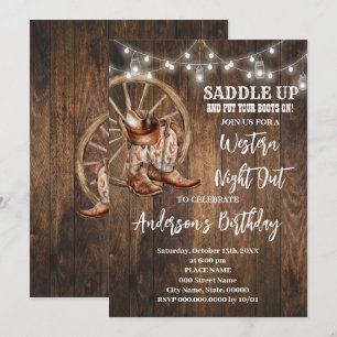 Invitation Western Night Out Country Cowboy Anniversaire