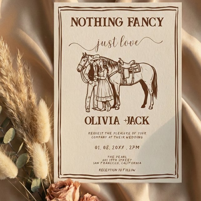 Invitation Western Nothing Fancy Just Love Hand Drawn Wedding (Créateur téléchargé)