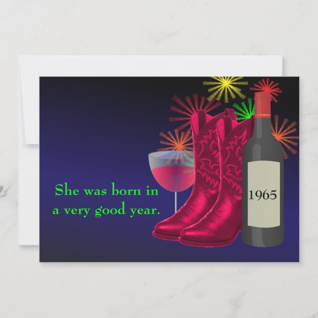 Invitation Western Party Cowboy Boots Et Vin Anniversaire (Devant)