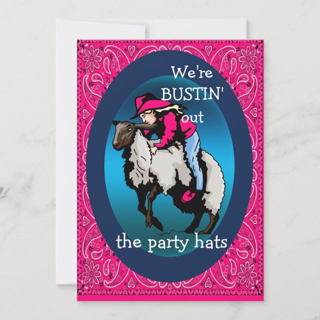 Invitation Western Party Rodeo Cowgirl Mutton Bustin (Devant)