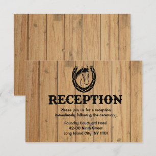 Invitation Western Réception Horse Bois Mariage rustique