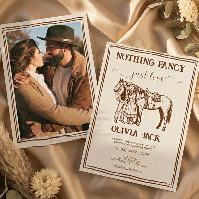 Invitation Western Retro Funky Hand Drawn Photo Wedding (Créateur téléchargé)