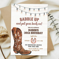 Western Rodeo Cowboy Bottes Anniversaire Invitatio