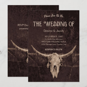Invitation Western Rustic Brown Pays Rodeo Taureau