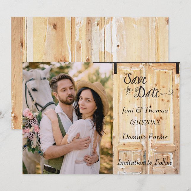 Invitation Western Rustic Country Photo Sauvez la date (Devant / Derrière)