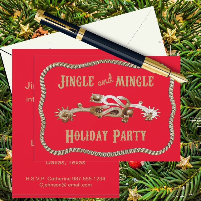 Invitation Western Spurs Jingle Tout Au Long De Noël (Créateur téléchargé)