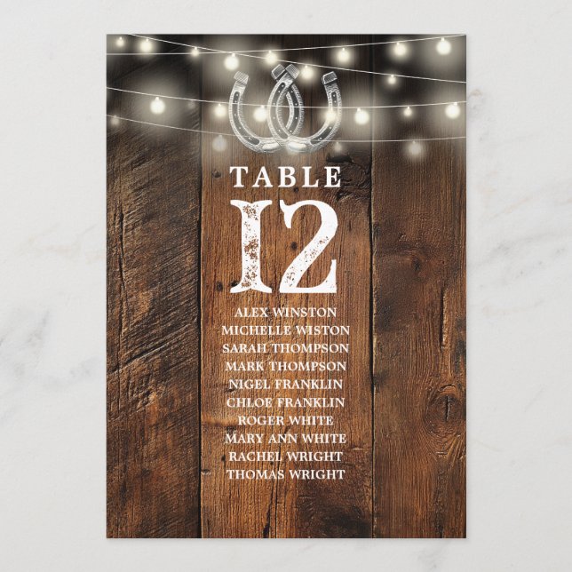 Invitation Western String Lights Table Number Seating Chart (Devant)