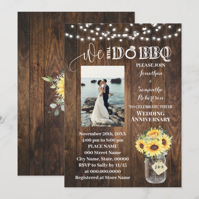 Invitation Western Sunflowers We still do Wedding Anniversary (Devant / Derrière)