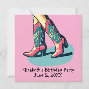 Invitation Western Thème Cowgirl Boots Fille fête d'anniversa