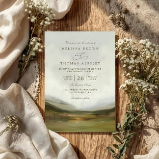Invitation Western Valley Rustic Elegant QR Code Wedding