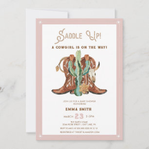 Invitation Western Watercolor Baby Girl Douche
