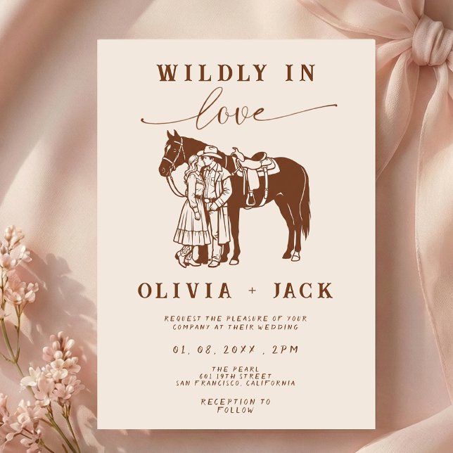 Invitation Western Wedding Wildly in love Hand Drawn  (Créateur téléchargé)