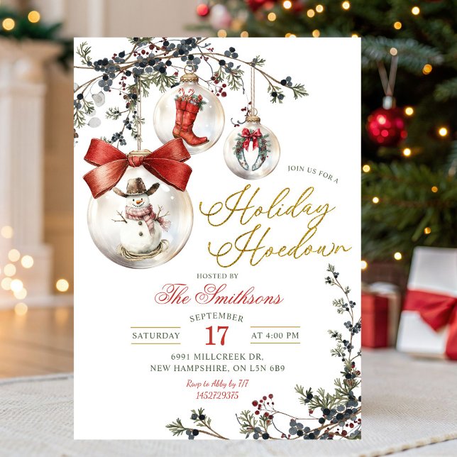 Invitation Western Winter Baubles Holiday Hoedown Party (Créateur téléchargé)