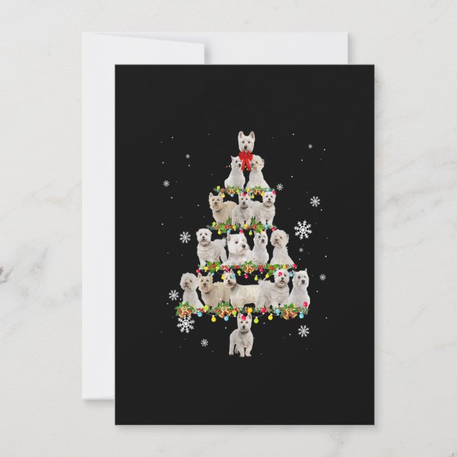 Invitation Westies Noël Arbre Lumières Amoureux de les chiens (Devant)