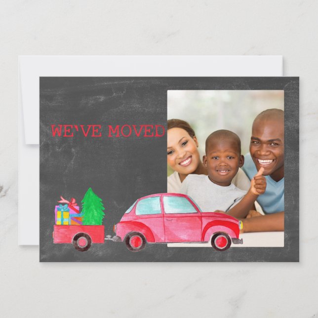 Invitation We've Moved watercolor Christmas Photo card (Devant)