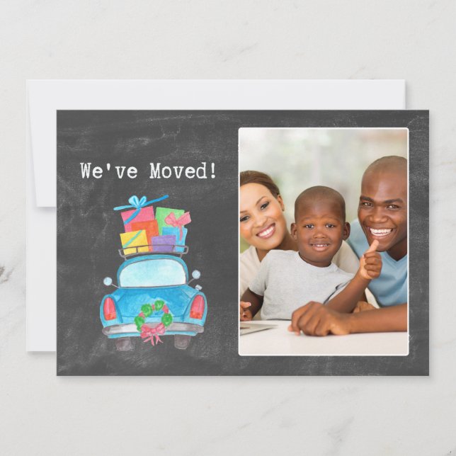Invitation We've Moved watercolor Christmas Photo card (Devant)