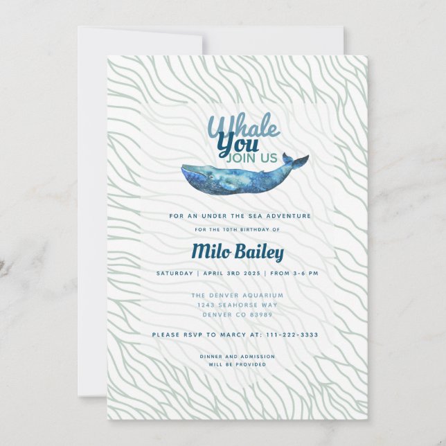 Invitation Whale Adventure | Océan| Sous la mer Anniversaire  (Devant)