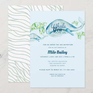 Invitation Whale Adventure | Océan| Sous la mer Anniversaire 