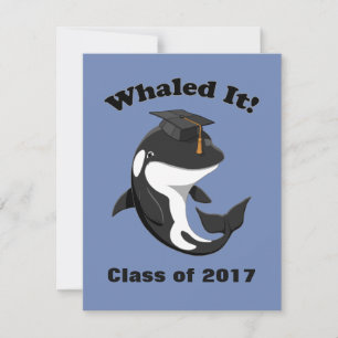 Invitation Whaled It Class of 2017 Cute Orca Killer Whale