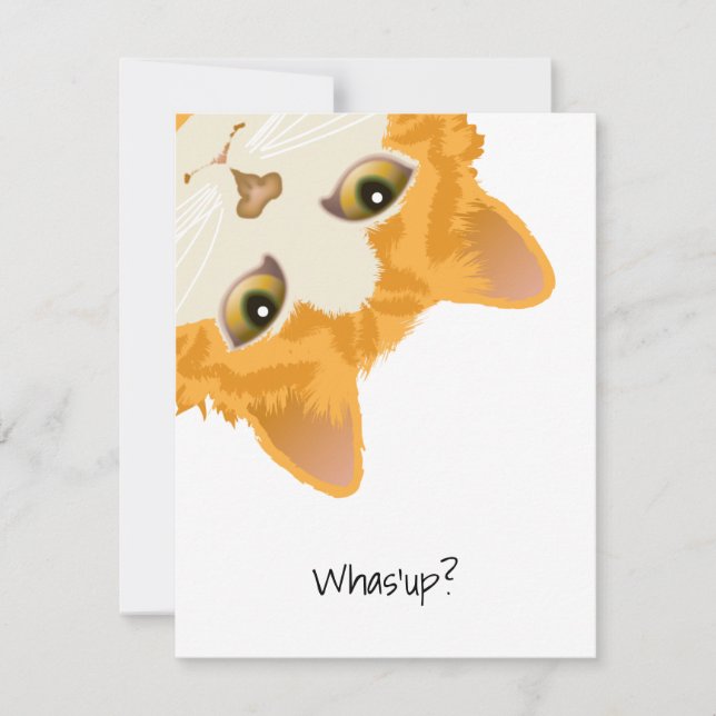 Invitation Whas up Orange Upside Down Cat (Devant)