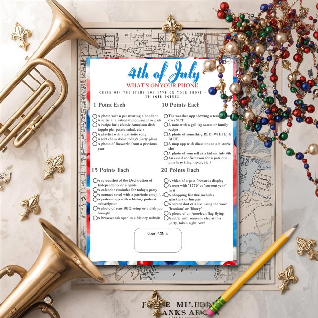 Invitation What’s in Your Phone? 4th of July Game Beads card (What’s in Your Phone? 4th of July Game Beads card)